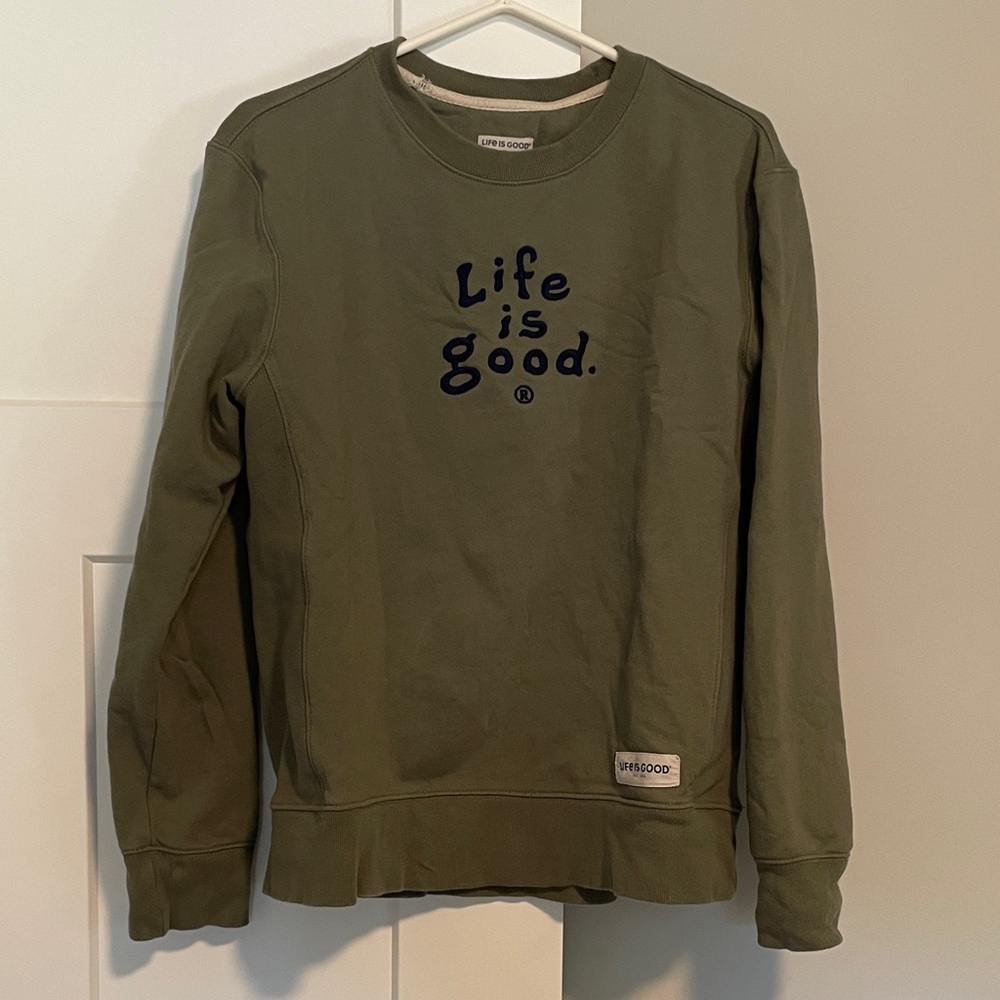 Life Is Good Men's Green Crewneck Sweatshirt
